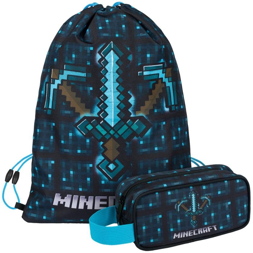 BAAGL MINECRAFT 2 SET Blue Axe and Sword: penál, sáček Školní set