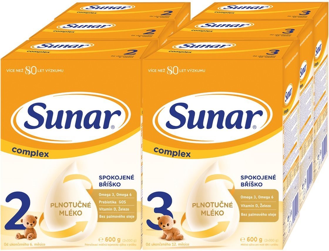 Sunar Complex 2 (3× 600 g) a Sunar Complex 3 (3× 600 g) Kojenecké...