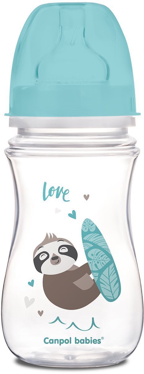 Canpol babies EXOTIC ANIMALS 240 ml modrá Dojčenská fľaša