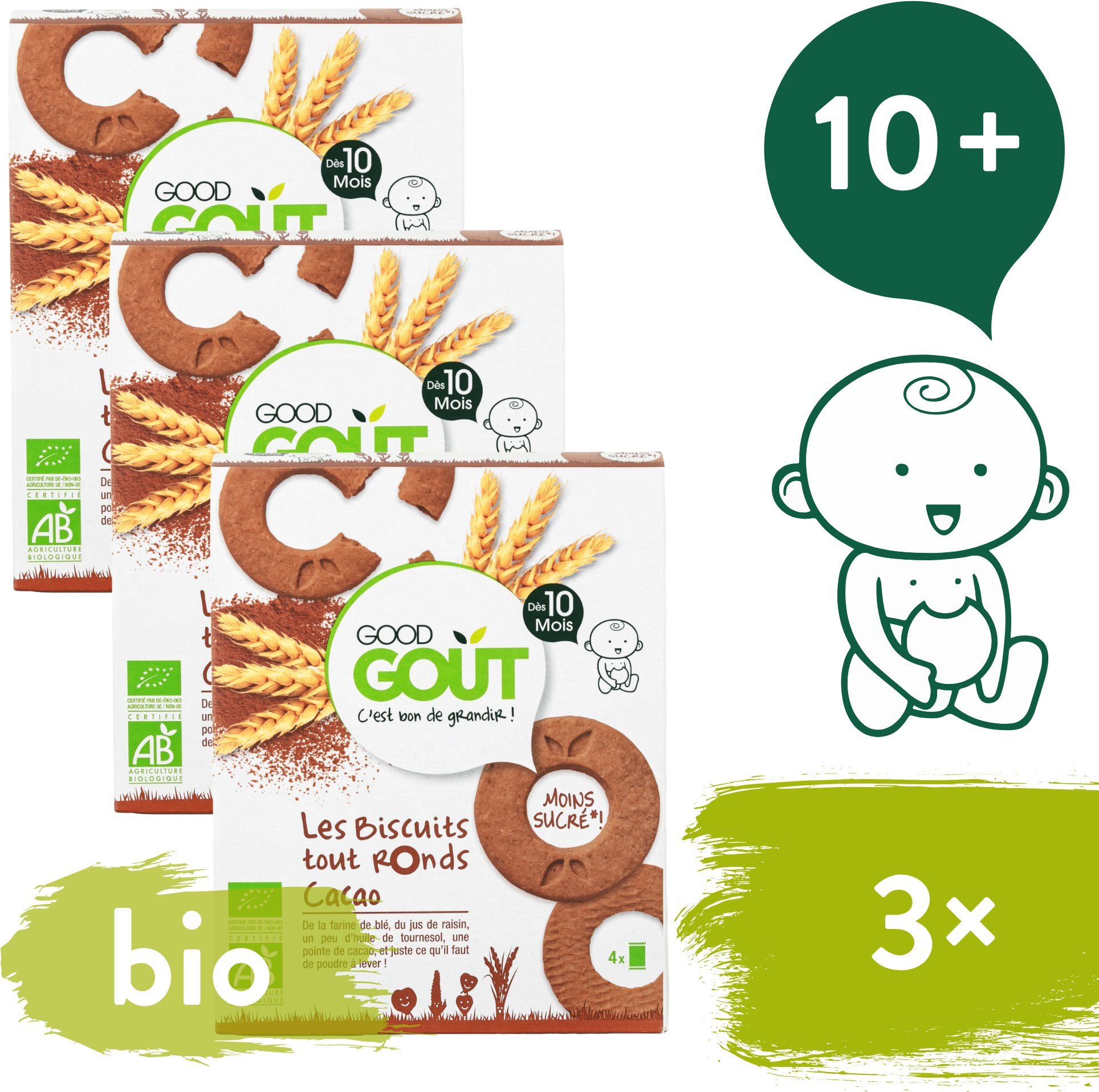 Good Gout BIO Kakaová kolečka 3× 70 g  Sušenky pro děti