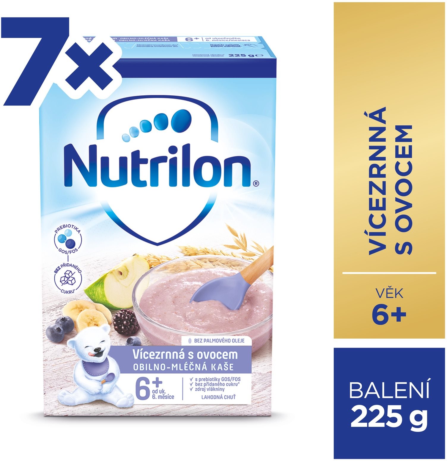 Nutrilon Pronutra Viaczrnná kaša s ovocím 7× 225 g Mliečna kaša