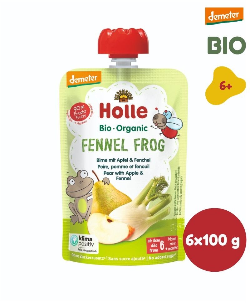 HOLLE Fennel Frog BIO pyré hruška jablko fenikel 6× 100 g Kapsička...