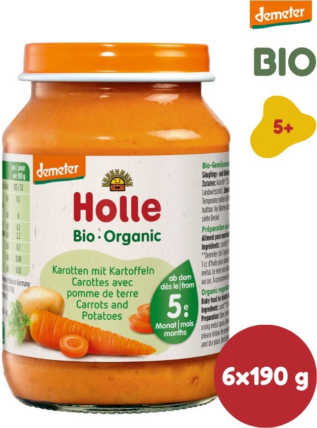 HOLLE BIO Mrkev a brambor 6× 190 g Příkrm