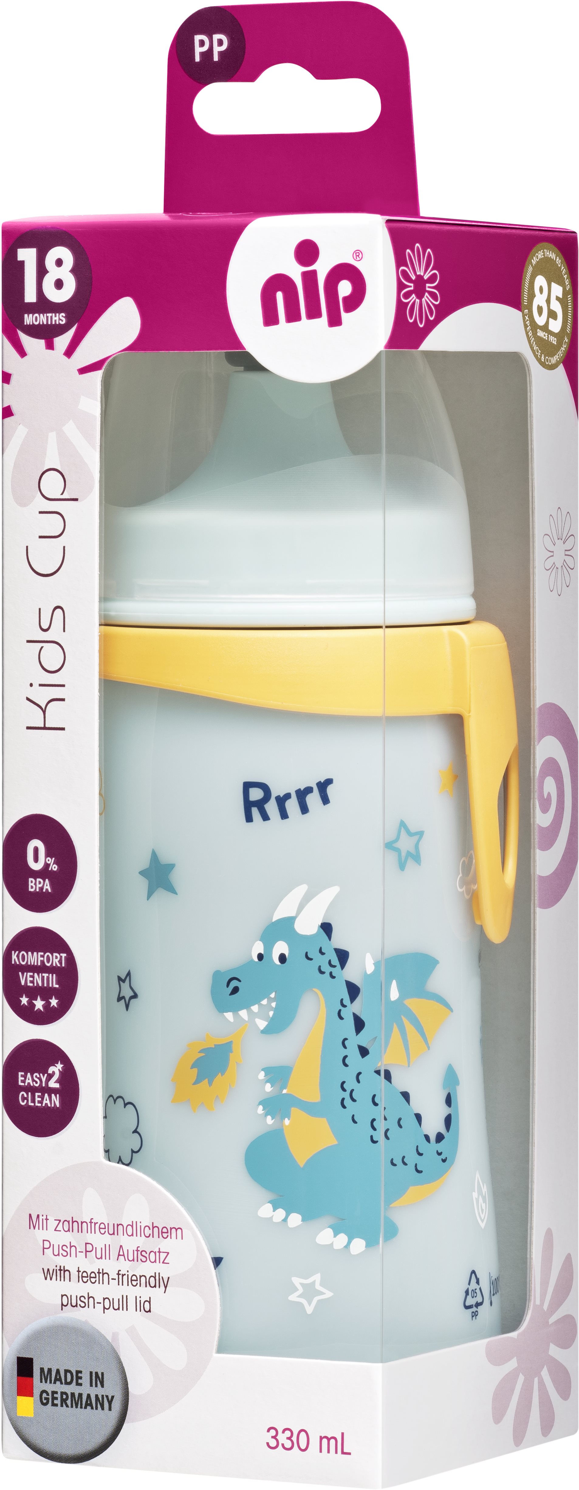 Nip Kids cup s náustkom 330 ml chlapec Detská fľaša na pitie