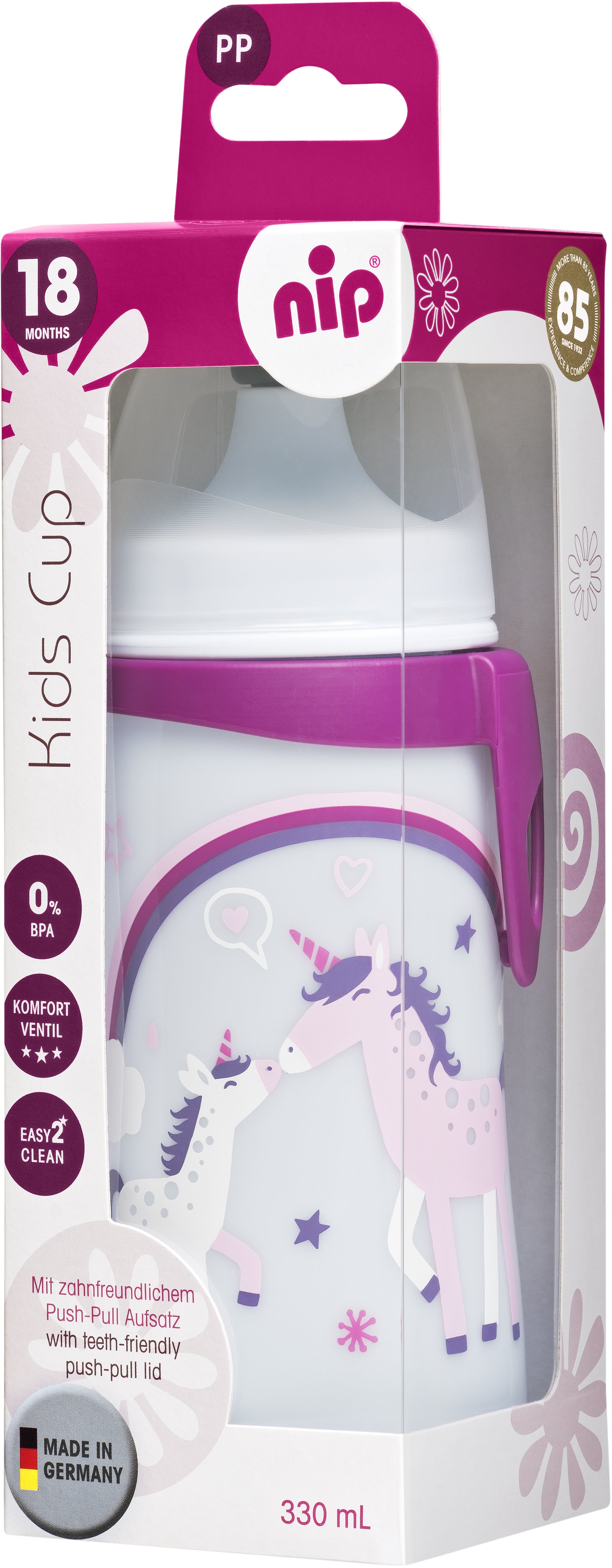 Nip Kids cup s náustkom 330 ml dievča Detská fľaša na pitie