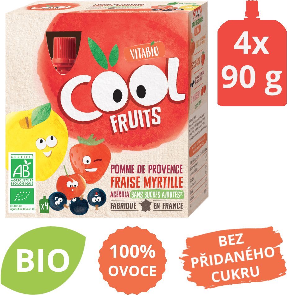 VITABIO Ovocné BIO kapsičky Cool Fruits jablko, jahody, čučoriedky...