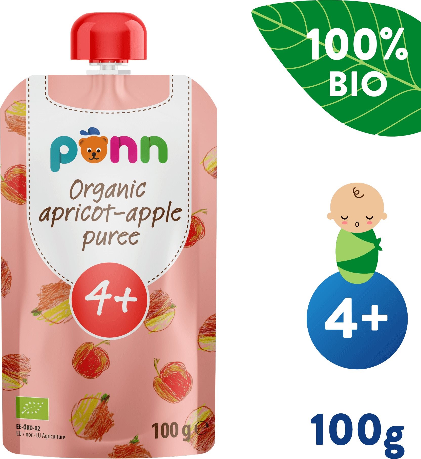 SALVEST Ponn BIO Marhuľa s jablkom (100 g) Kapsička pre deti