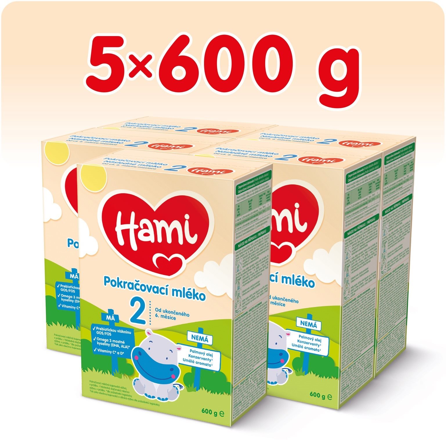 Hami Pokračovací kojenecké mléko 6m+ (5× 600 g) Kojenecké mléko