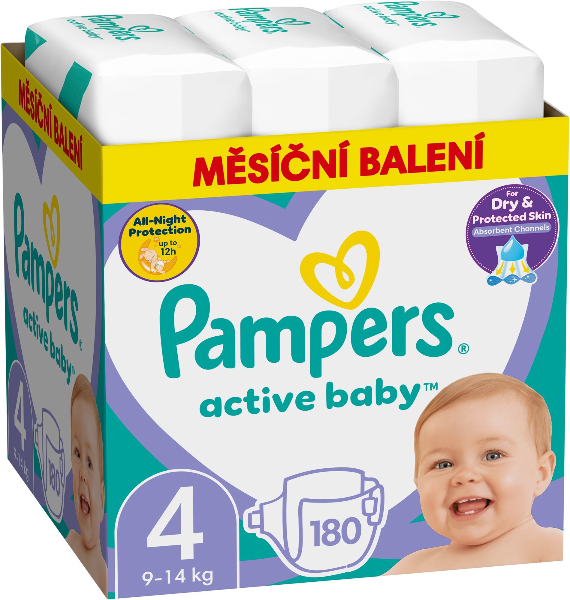 PAMPERS Active Baby vel. 4, Monthly Pack 180 ks Jednorázové pleny