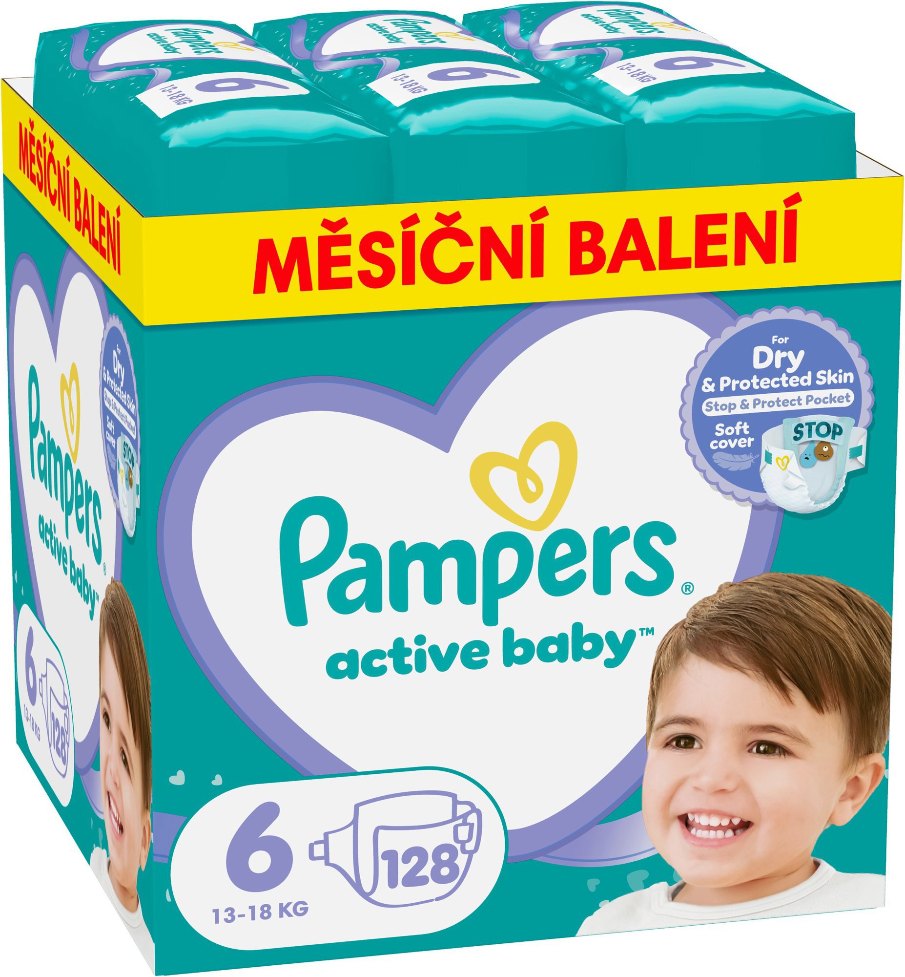 PAMPERS Active Baby veľkosť 6, Monthly Pack 128 ks Jednorazové...