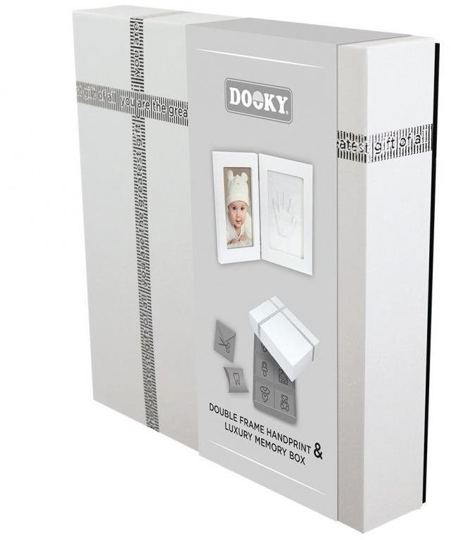 Dooky Double Frame Handprint + Luxury Memory Box Sada na odtlačky