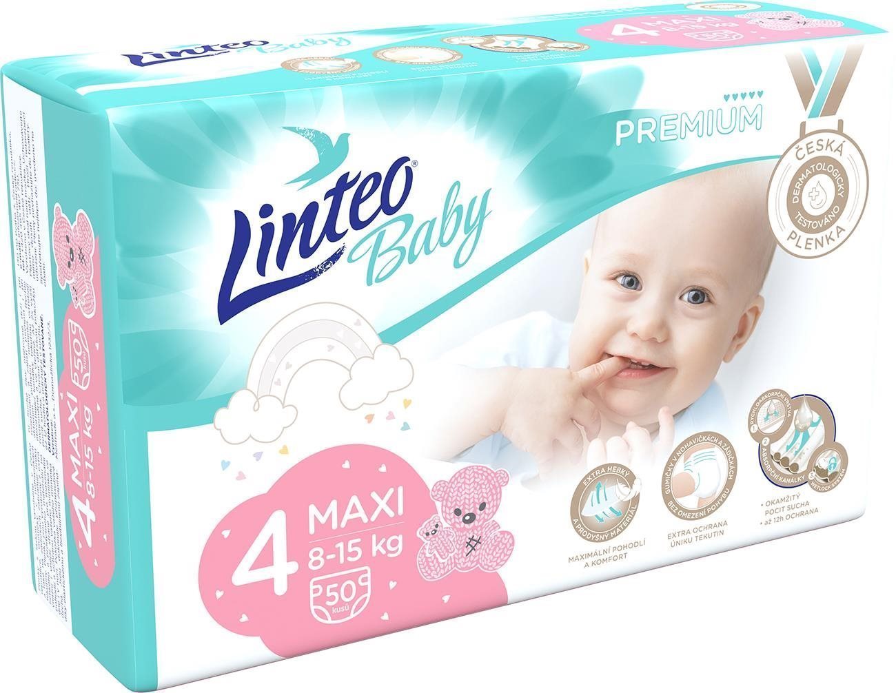 LINTEO Baby Prémium MAXI (8–15 kg) 50 ks Jednorázové pleny