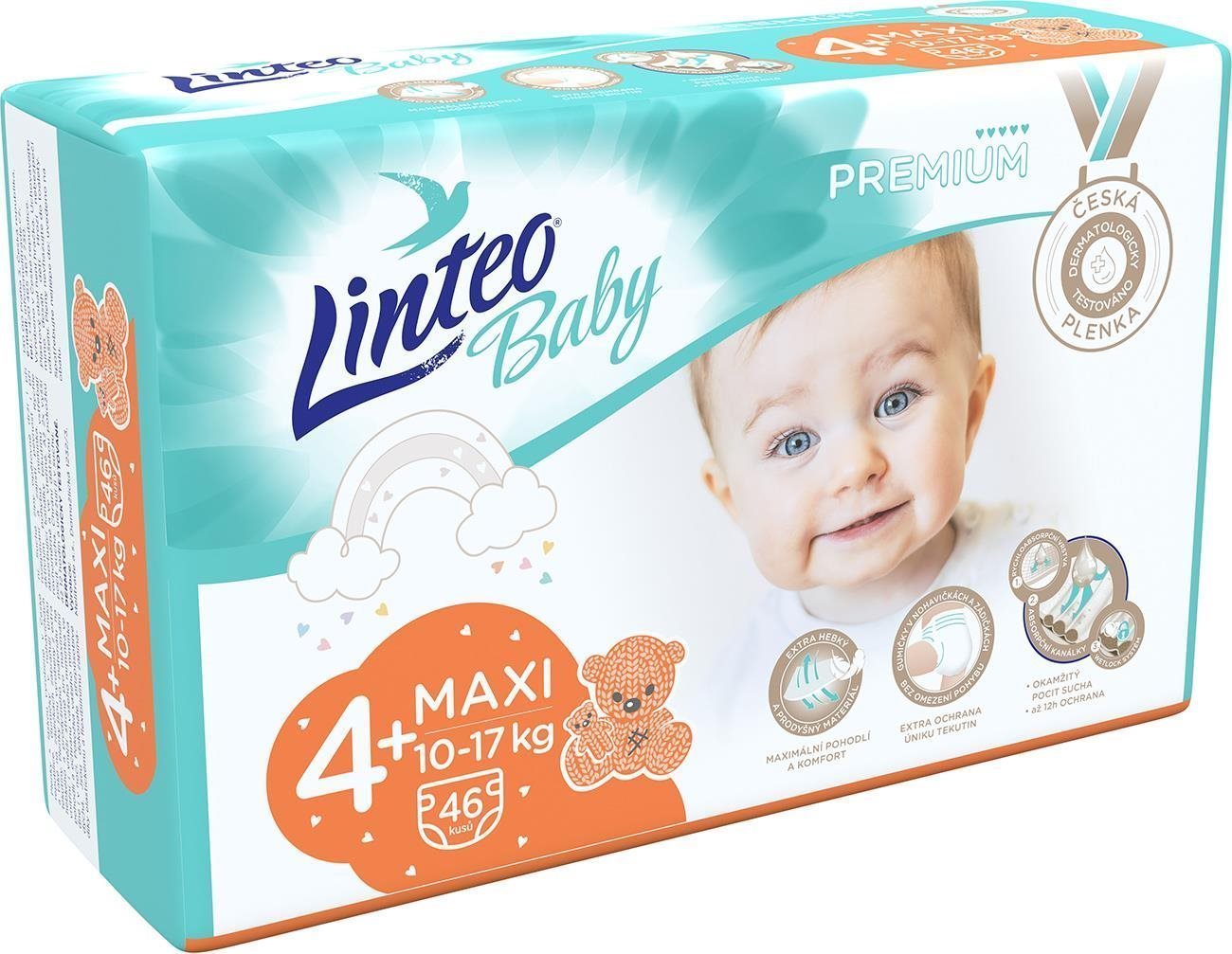 LINTEO Baby Premium MAXI+ (10-17 kg) 46 db Eldobható pelenka