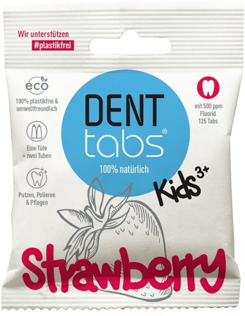 DentTabs detská zubná pasta v tabletách s fluoridom jahoda 125 ks...