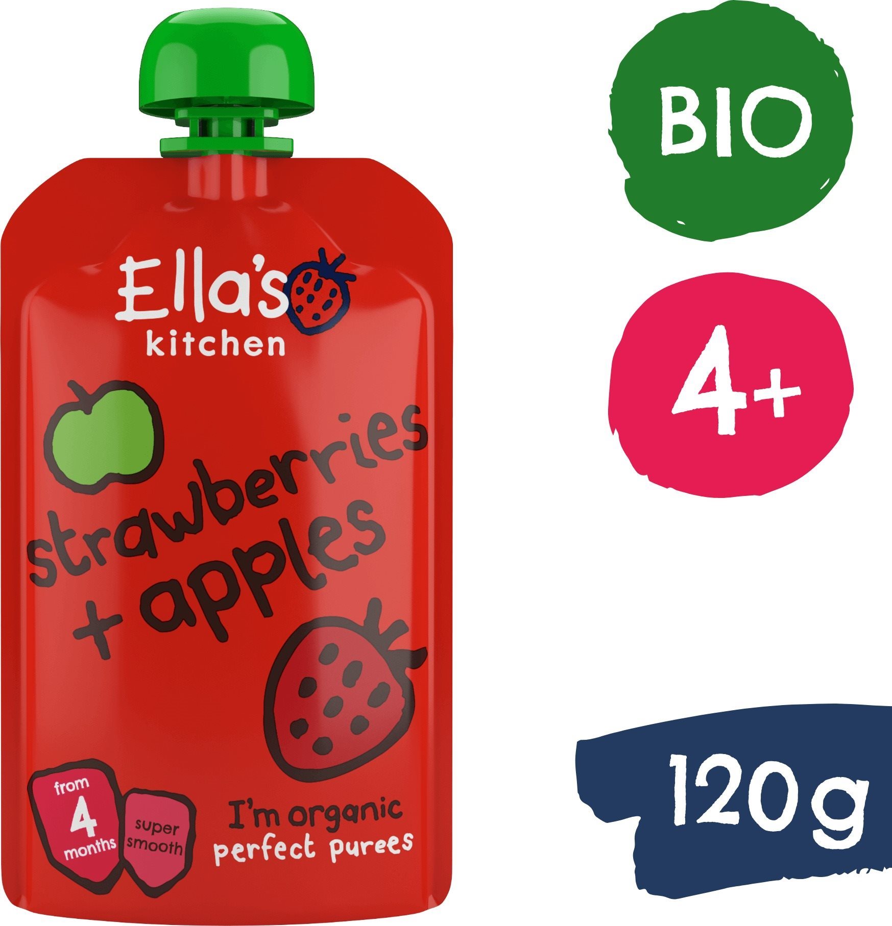 Ella's Kitchen Bio Eper és alma (120 g) Tasakos gyümölcspüré