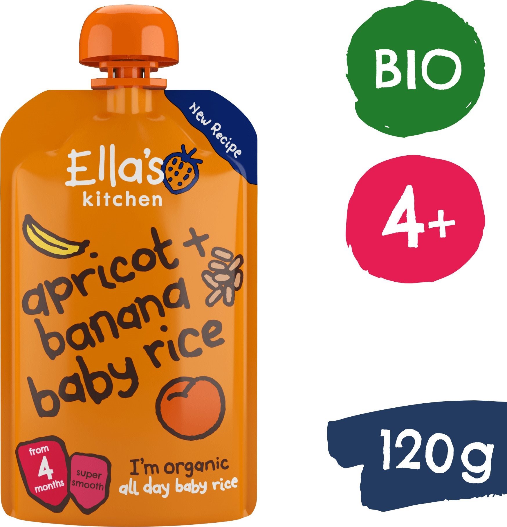 Ella's Kitchen BIO babarizs, banán és sárgabarack (120 g) Tasakos...