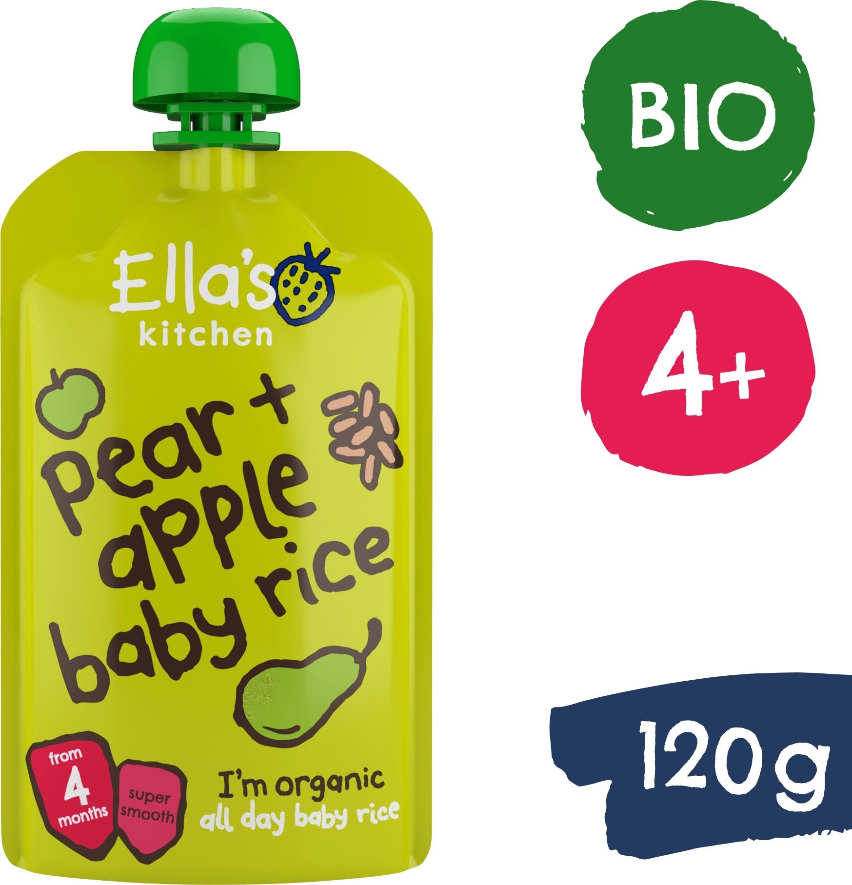 Ella´s Kitchen Detská ryža – Hruška a jablko 120 g Kapsička pre deti