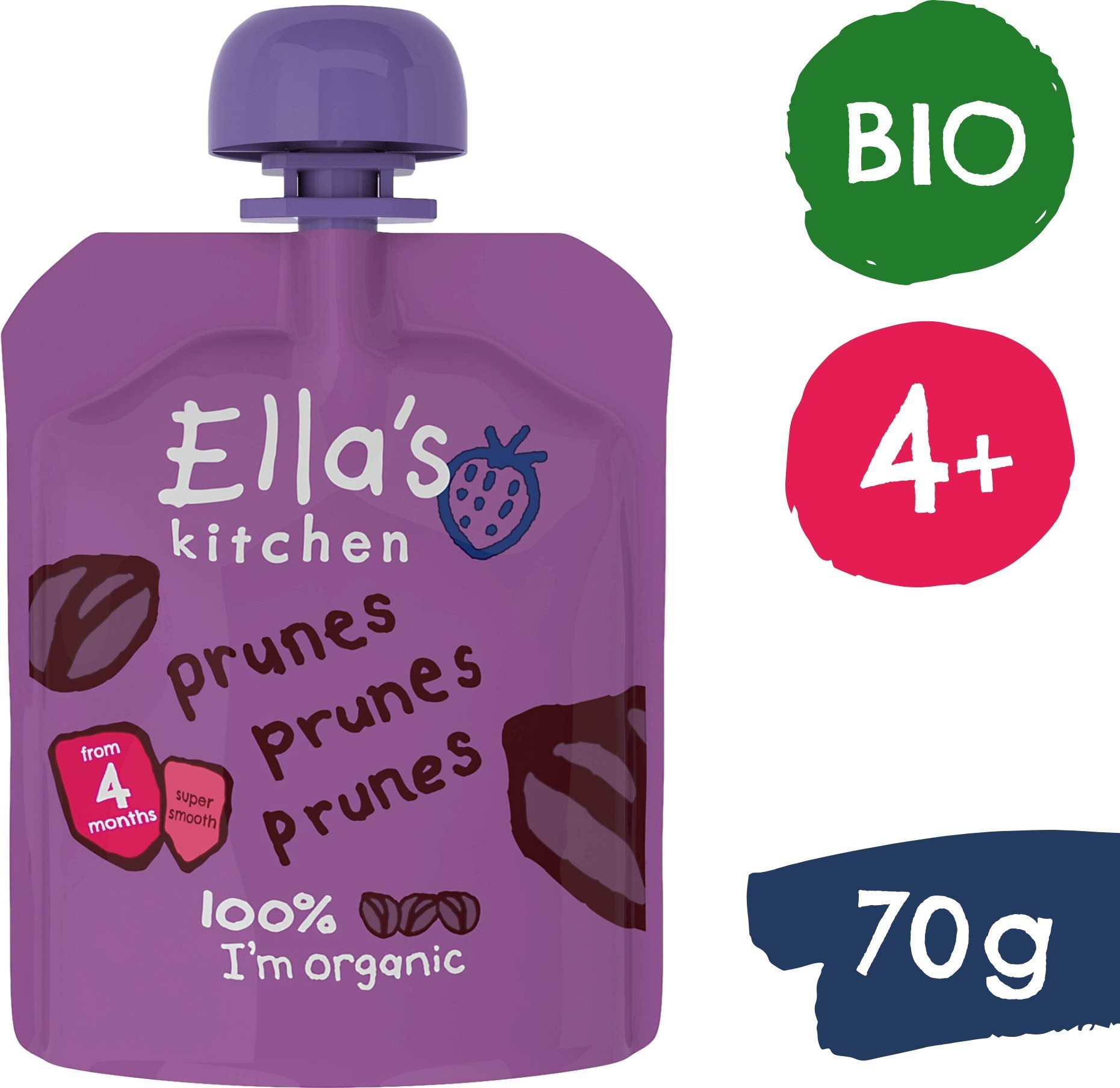 Ella´s Kitchen Ovocné pyré – 100 % Slivka 70 g Kapsička pre deti