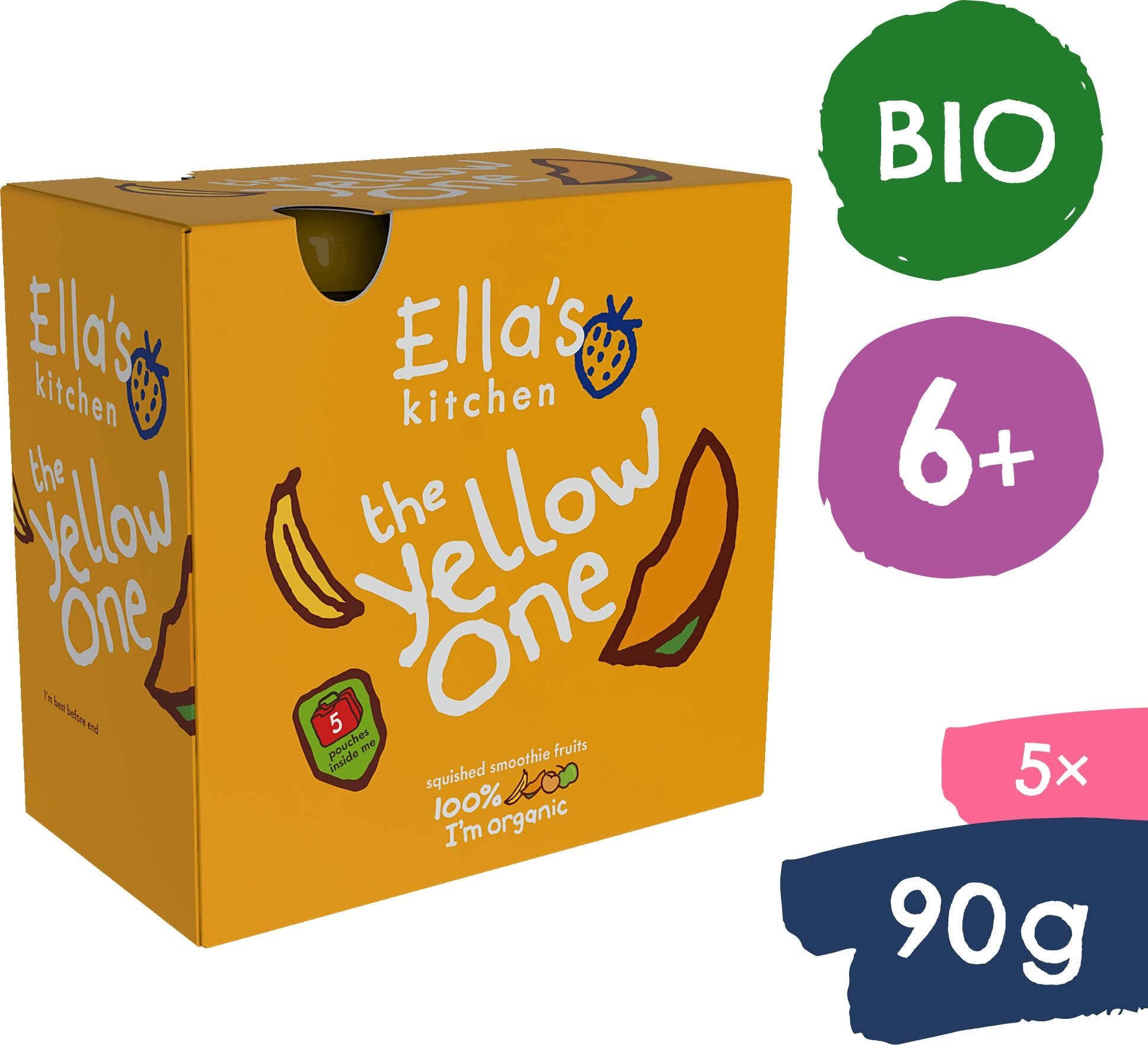 Ella's Kitchen BIO Yellow One - Gyümölcspüré banánnal, 5× 90g...