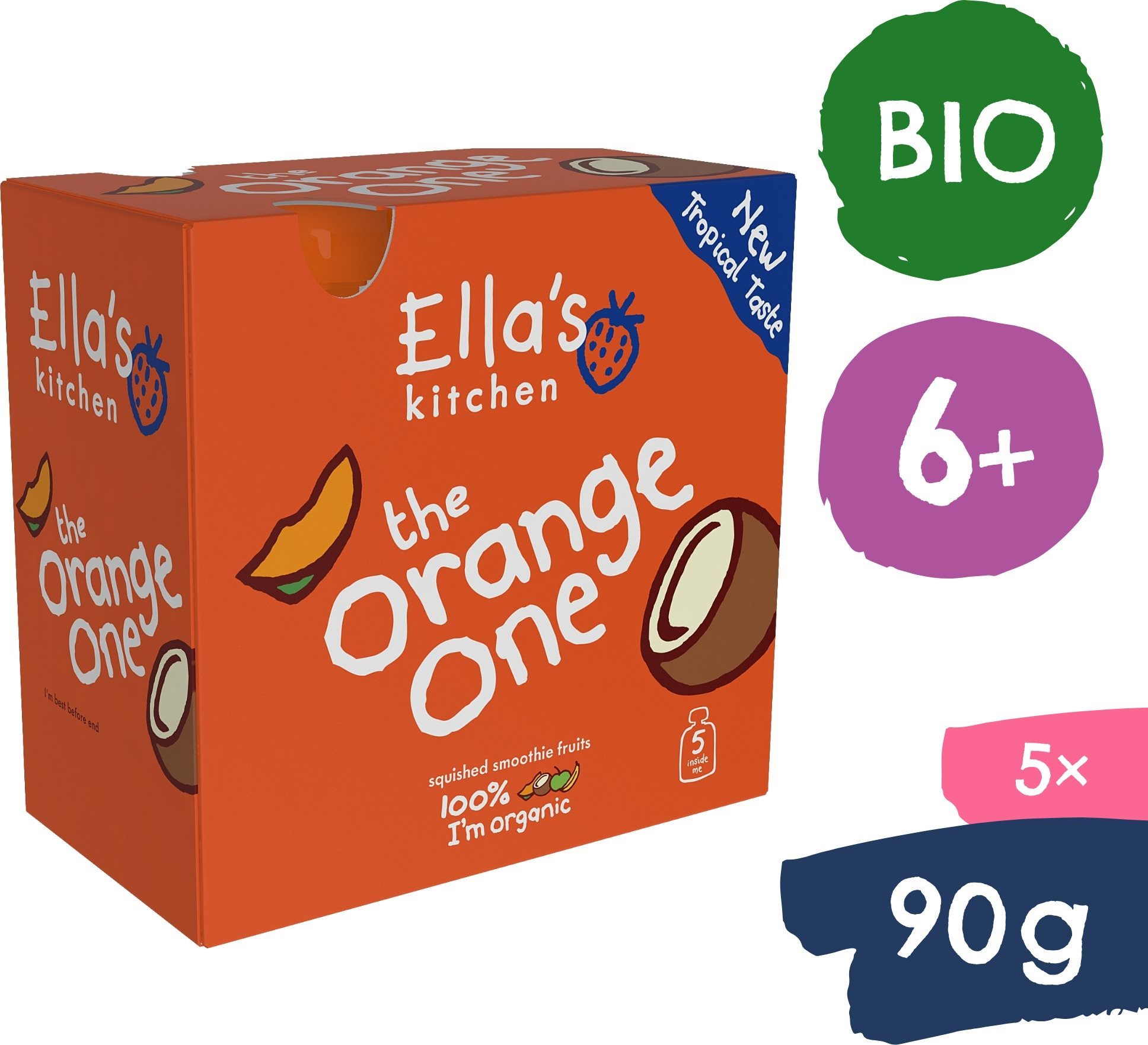 Ella's Kitchen BIO Orange One ovocné pyré s mangom (5× 90 g)...