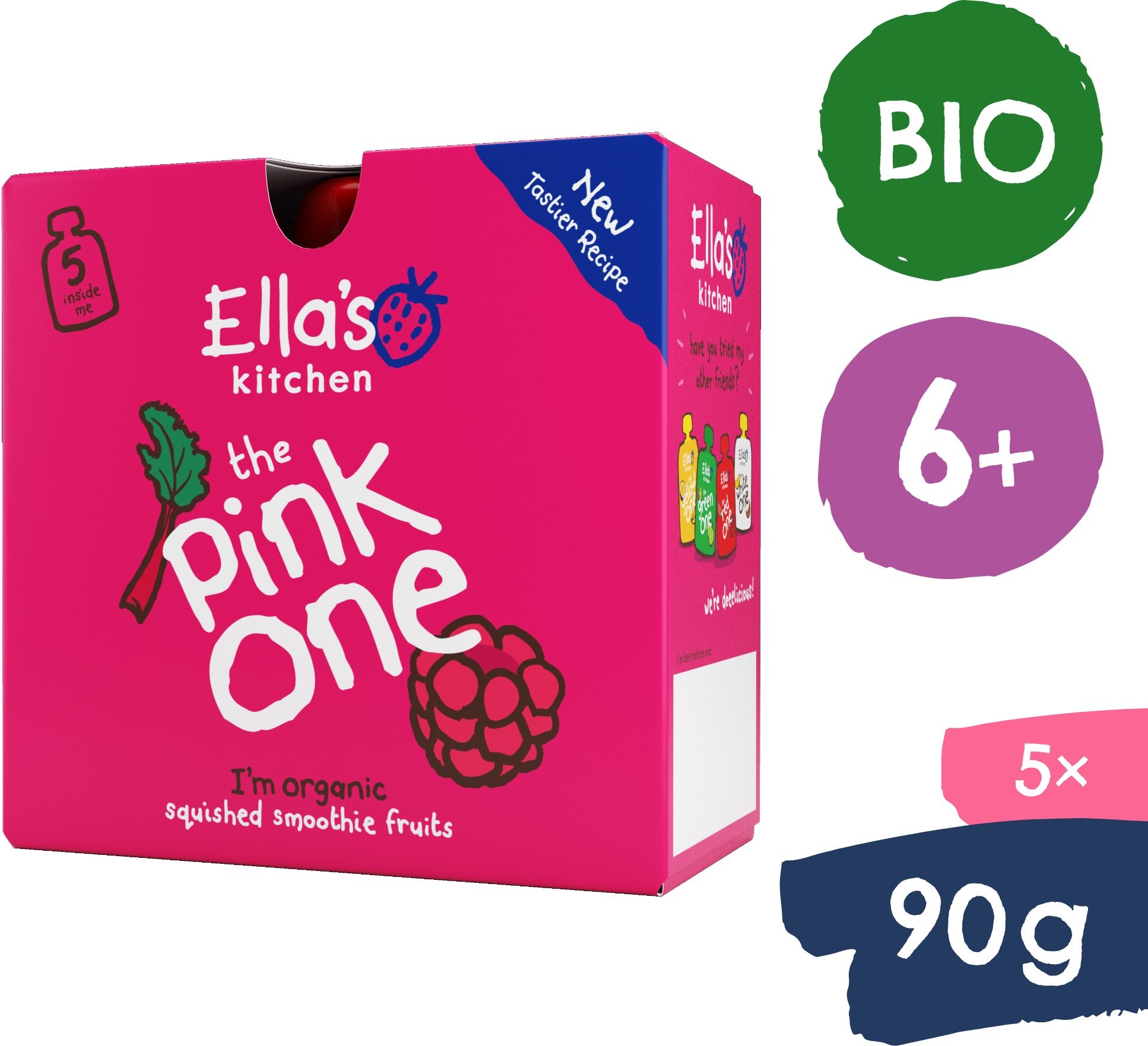 Ella's Kitchen BIO Pink One ovocné smoothie s rebarborou (5× 90 g)...