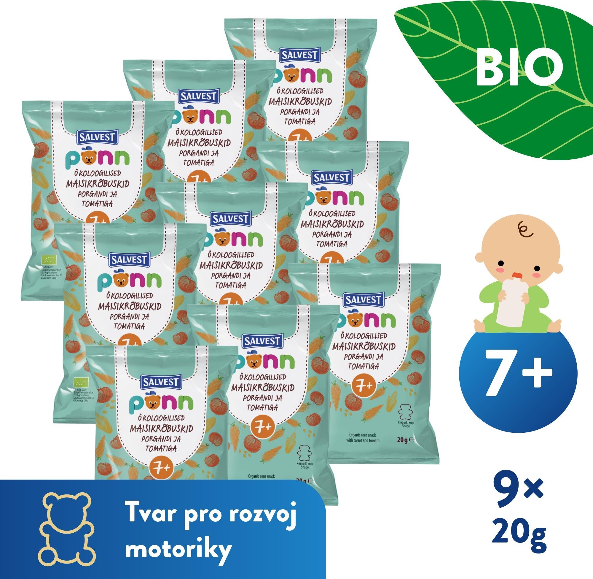 SALVEST Ponn BIO paradicsomos rágcsálnivaló, 9× 20 g Gyerek snack