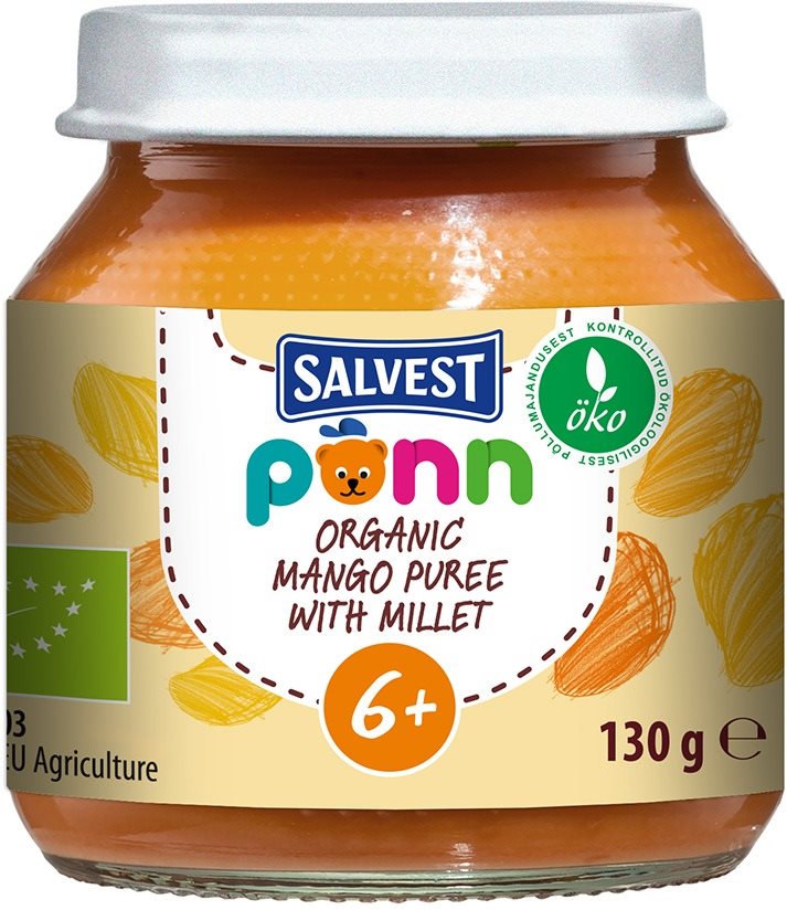 SALVEST Ponn BIO mangós-banános püré kölessel  (130 g) Bébiétel