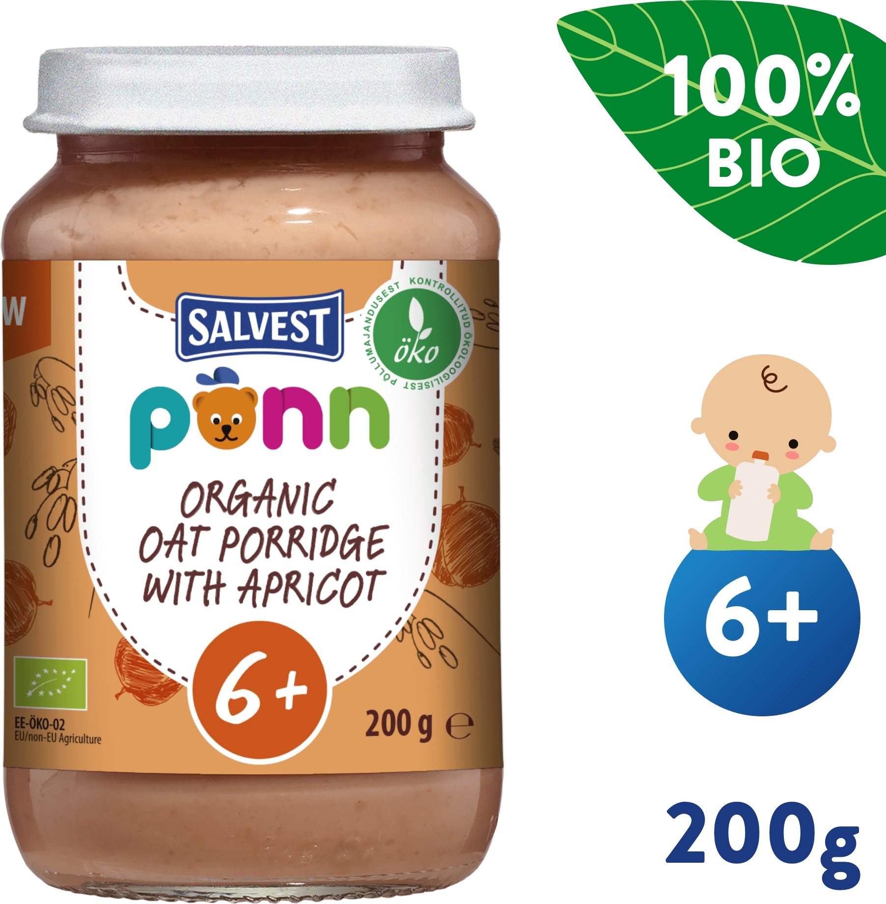 SALVEST Ponn BIO Marhule s ovsenými vločkami (200 g) Príkrm