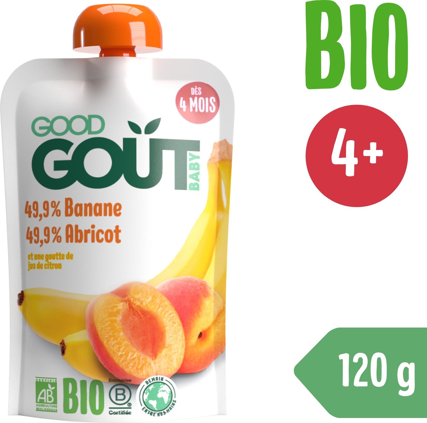 Good Gout BIO Sárgabarack banánnal (120 g) Tasakos gyümölcspüré
