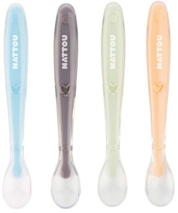 Nattou lyžičky silikónové s mäkkým koncom 4 ks Detská lyžica