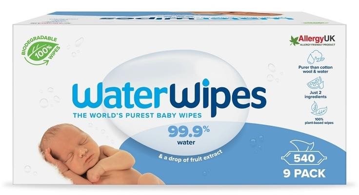 Waterwipes 100% BIO lebomló szalvéta 9 × 60 db Popsitörlő