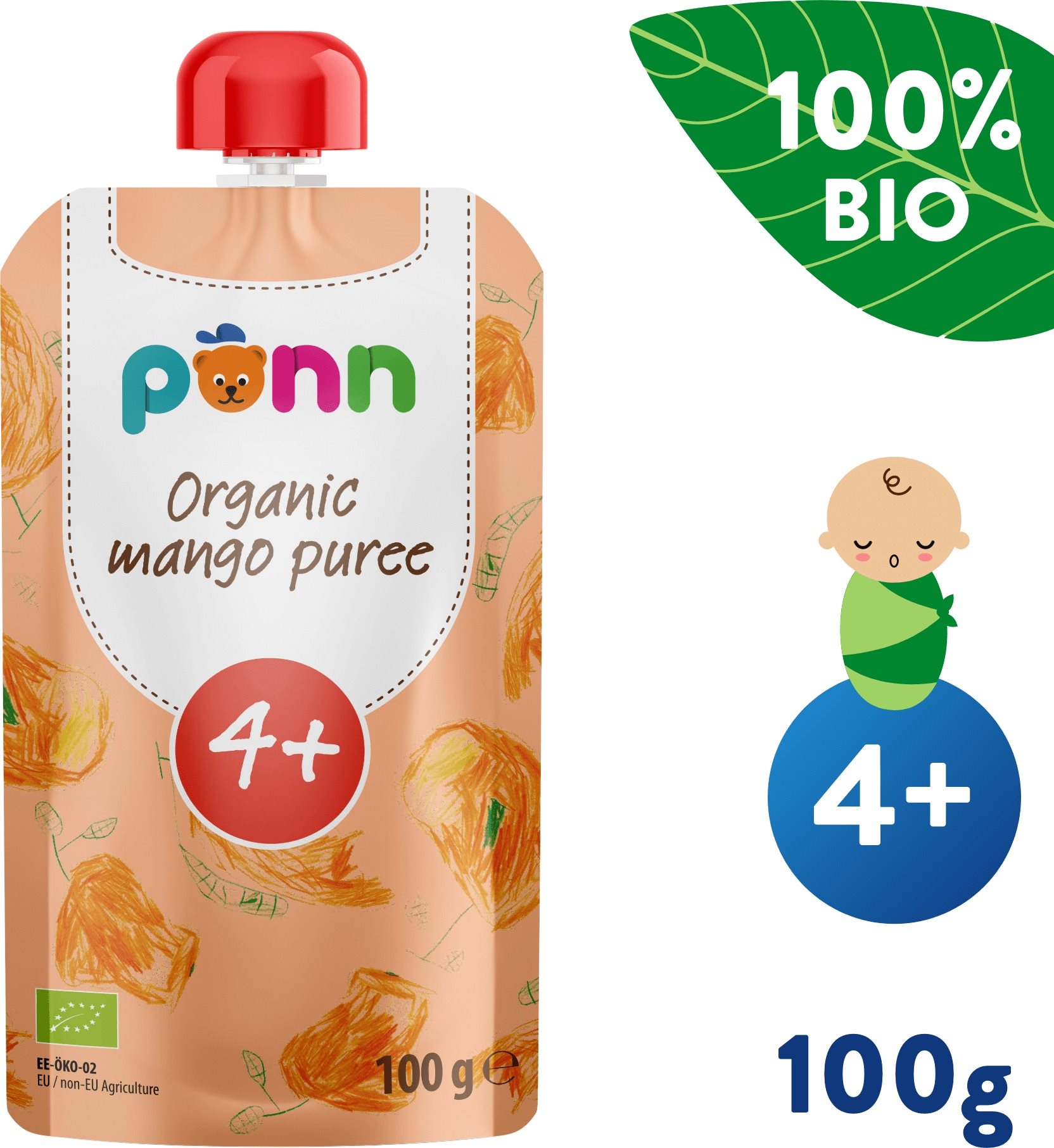 SALVEST Ponn BIO mangó 100% (100 g) Tasakos gyümölcspüré