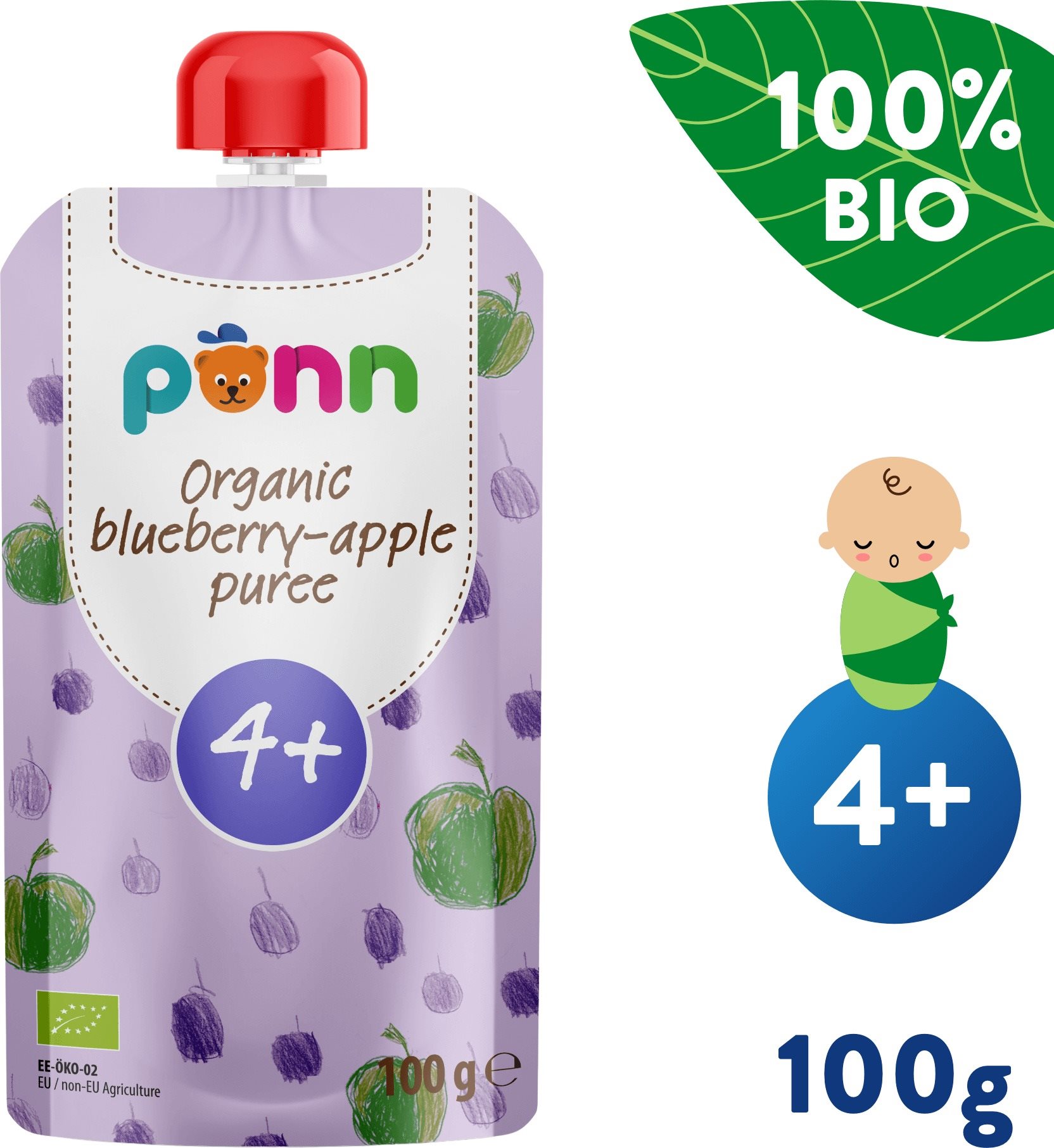 SALVEST Ponn Bio alma áfonyával (100 g) Tasakos gyümölcspüré