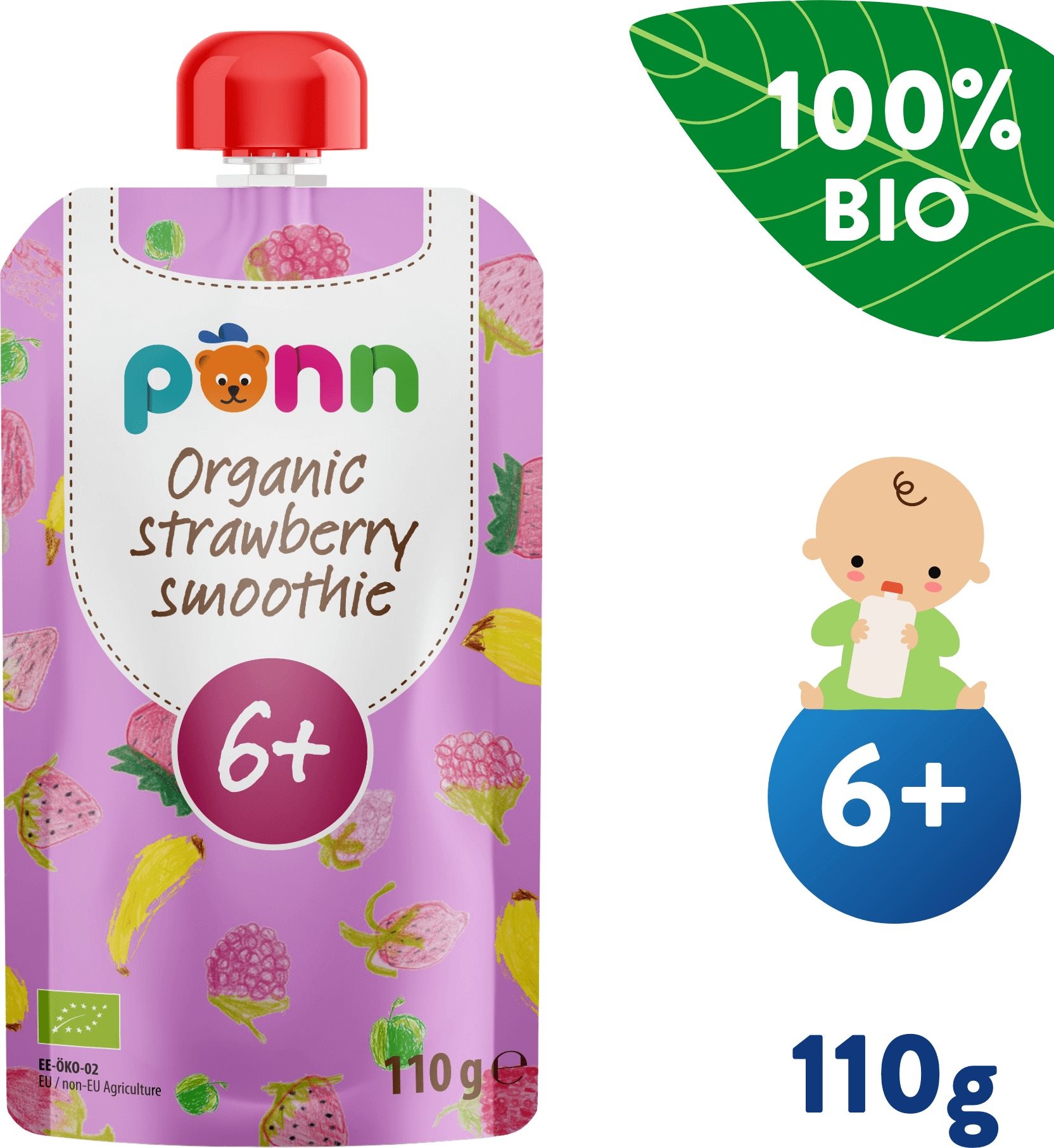 SALVEST Ponn BIO gyümölcsös püré málnával (110 g) Tasakos...