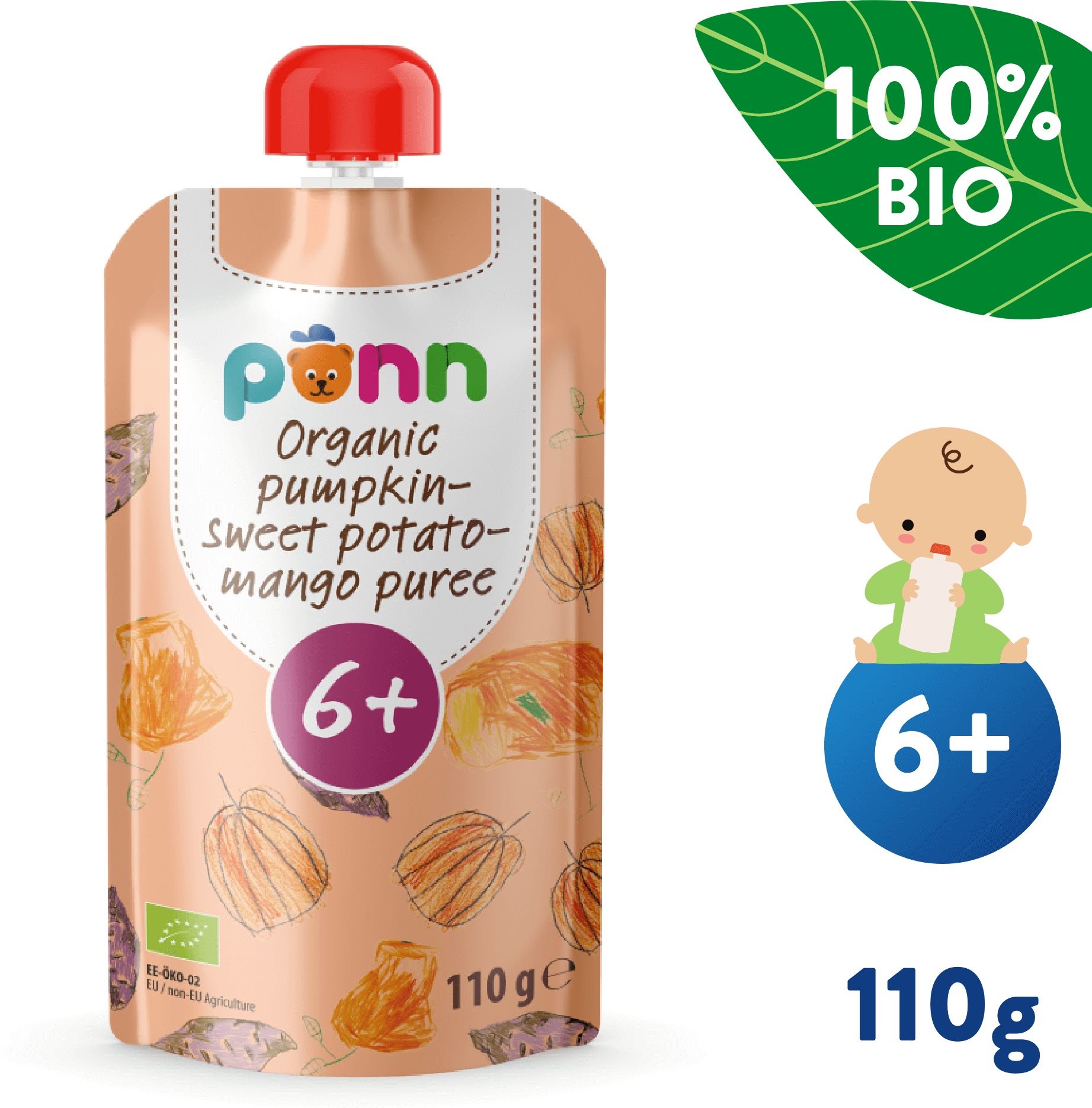 SALVEST Ponn BIO Pyré z tekvice, zemiakov a manga (110 g) Kapsička...