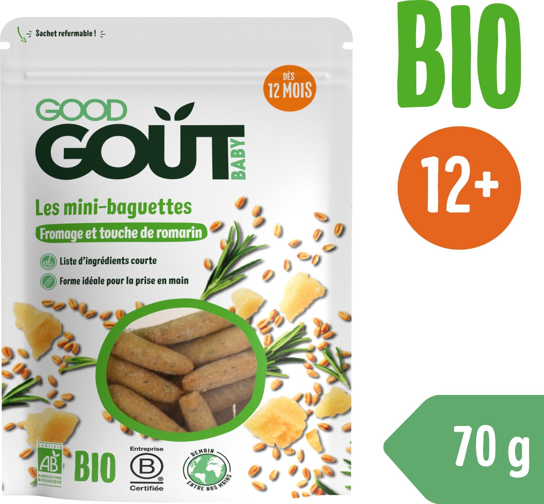 Good Gout BIO Mini bagettek rozmaringgal és sajttal (70 g) Gyerek...