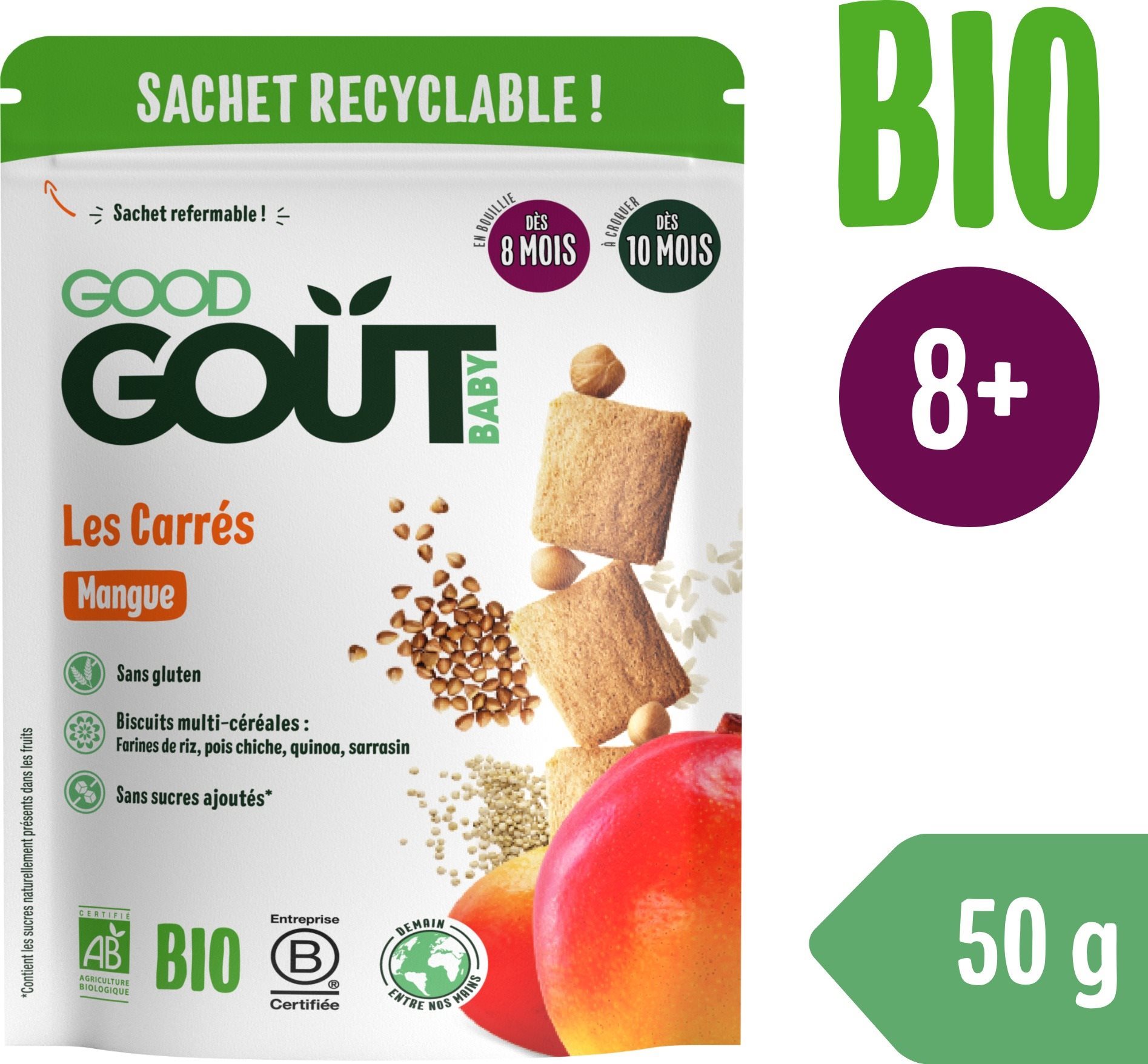 Good Gout BIO Mangové polštářky (50 g) Sušenky pro děti
