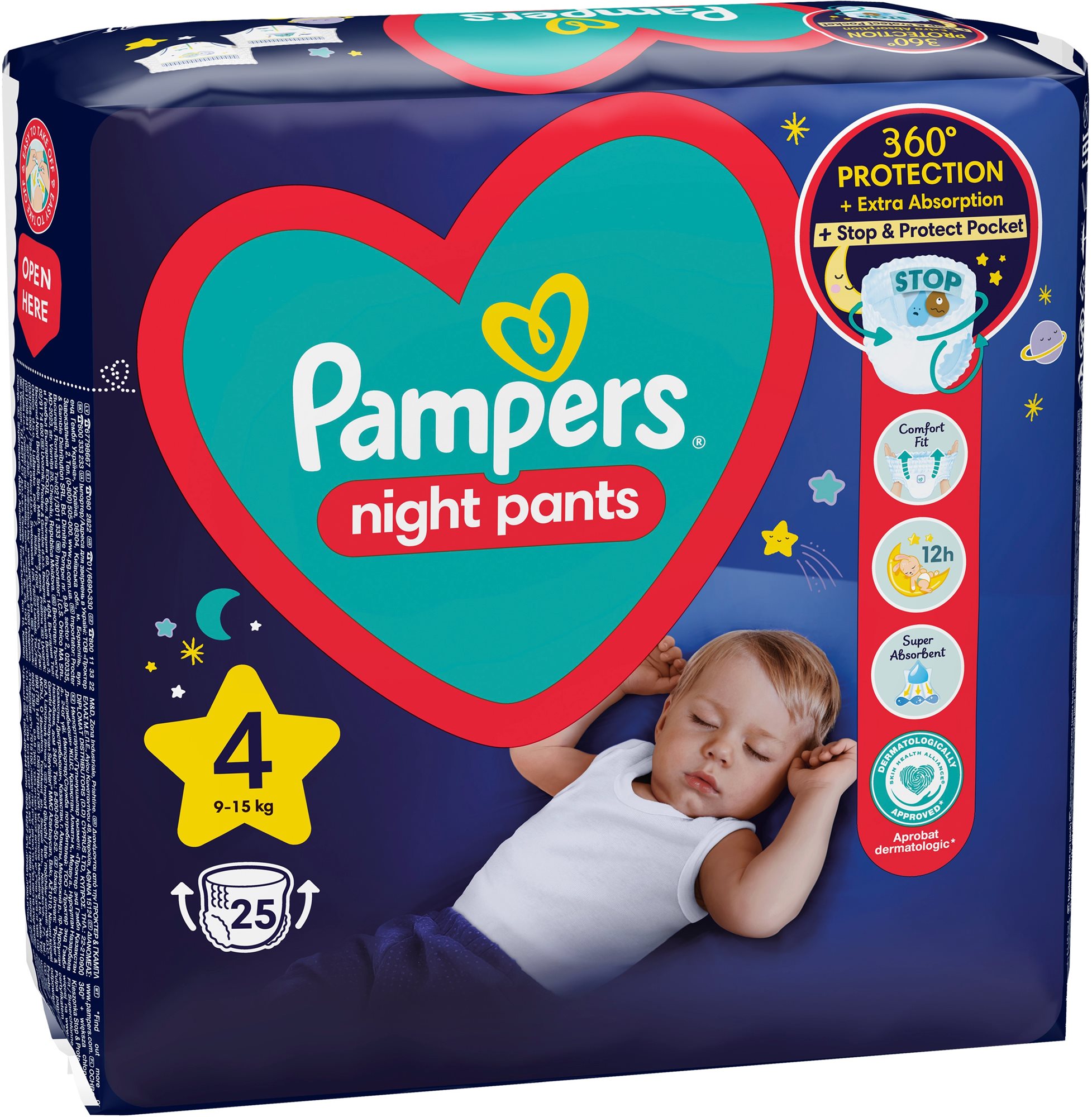 PAMPERS Night Pants veľ. 4 (25 ks) Plienkové nohavičky