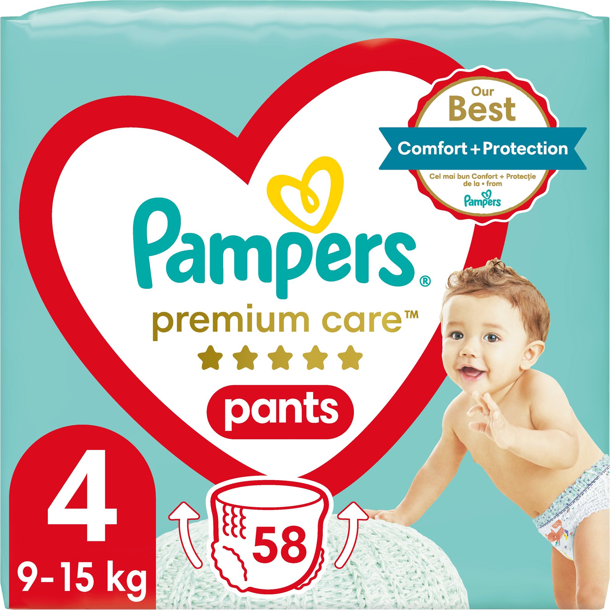 PAMPERS Premium Care Pants vel. 4 (58 ks) Plenkové kalhotky