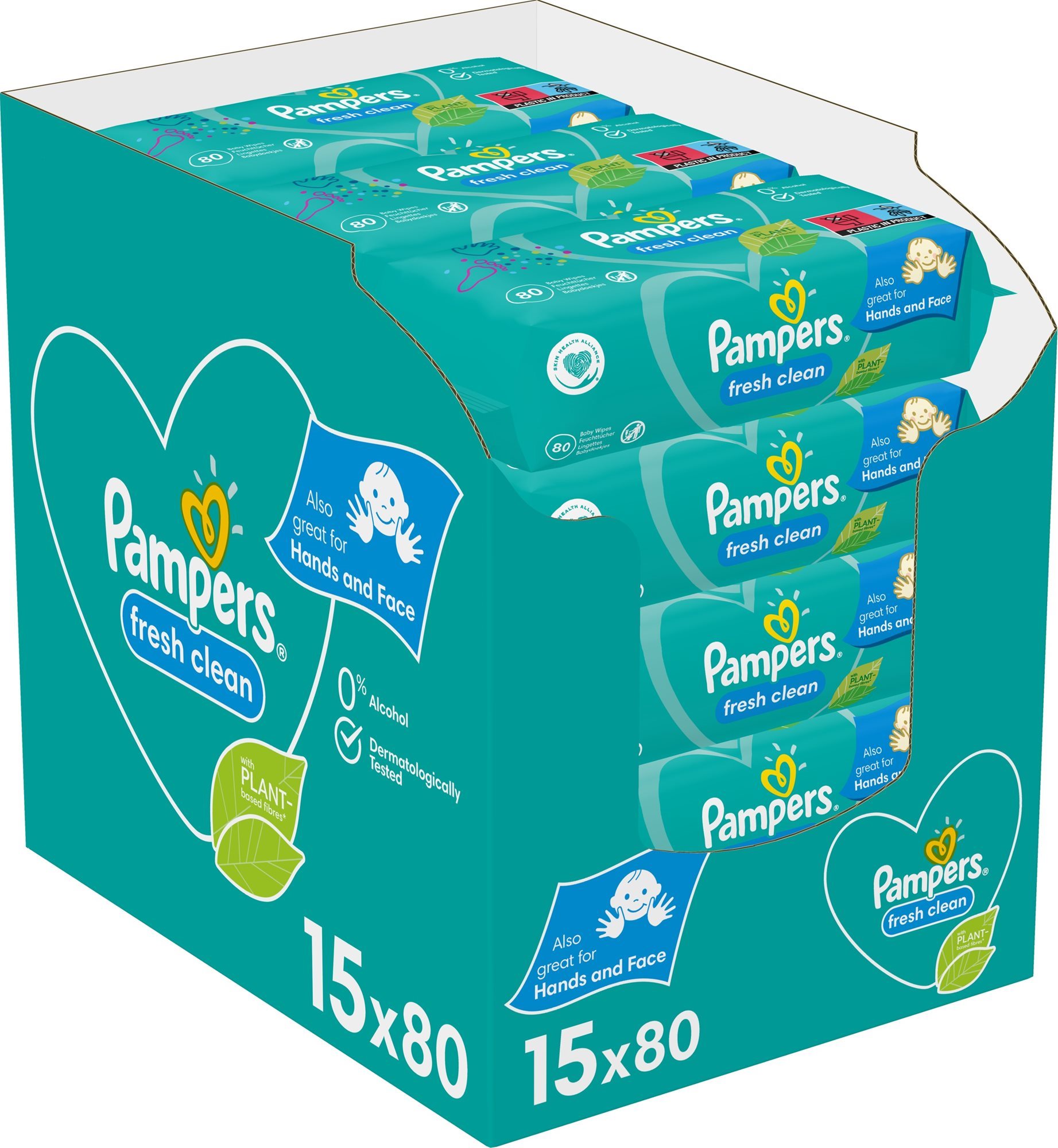 PAMPERS Fresh Clean Baby 15× 80 ks Dětské vlhčené ubrousky