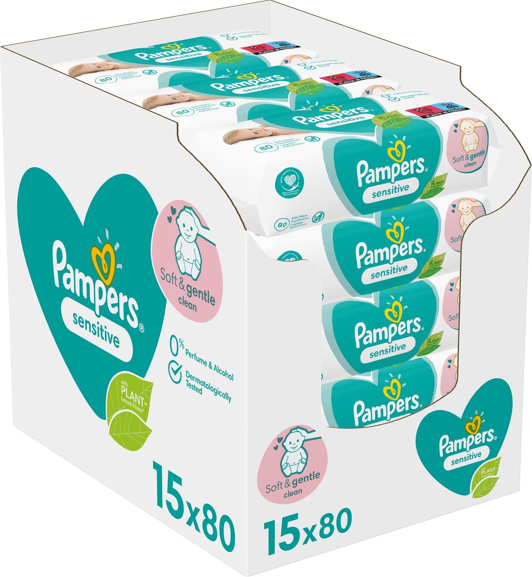 PAMPERS Sensitive Baby 15× 80 ks Dětské vlhčené ubrousky