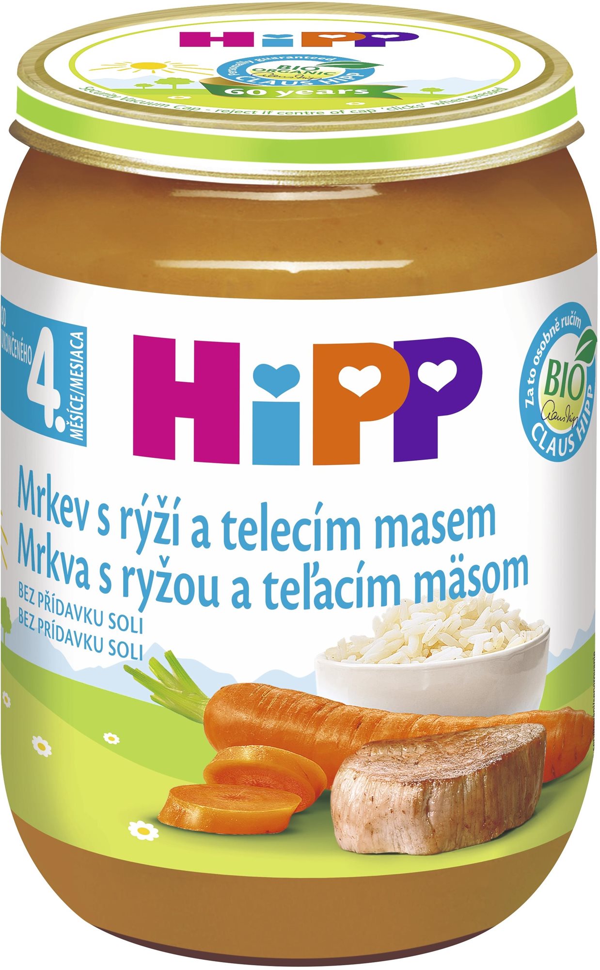 HiPP BIO Mrkva s ryžou a teľacím mäsom od uk. 4. – 6. mesiaca, 190...