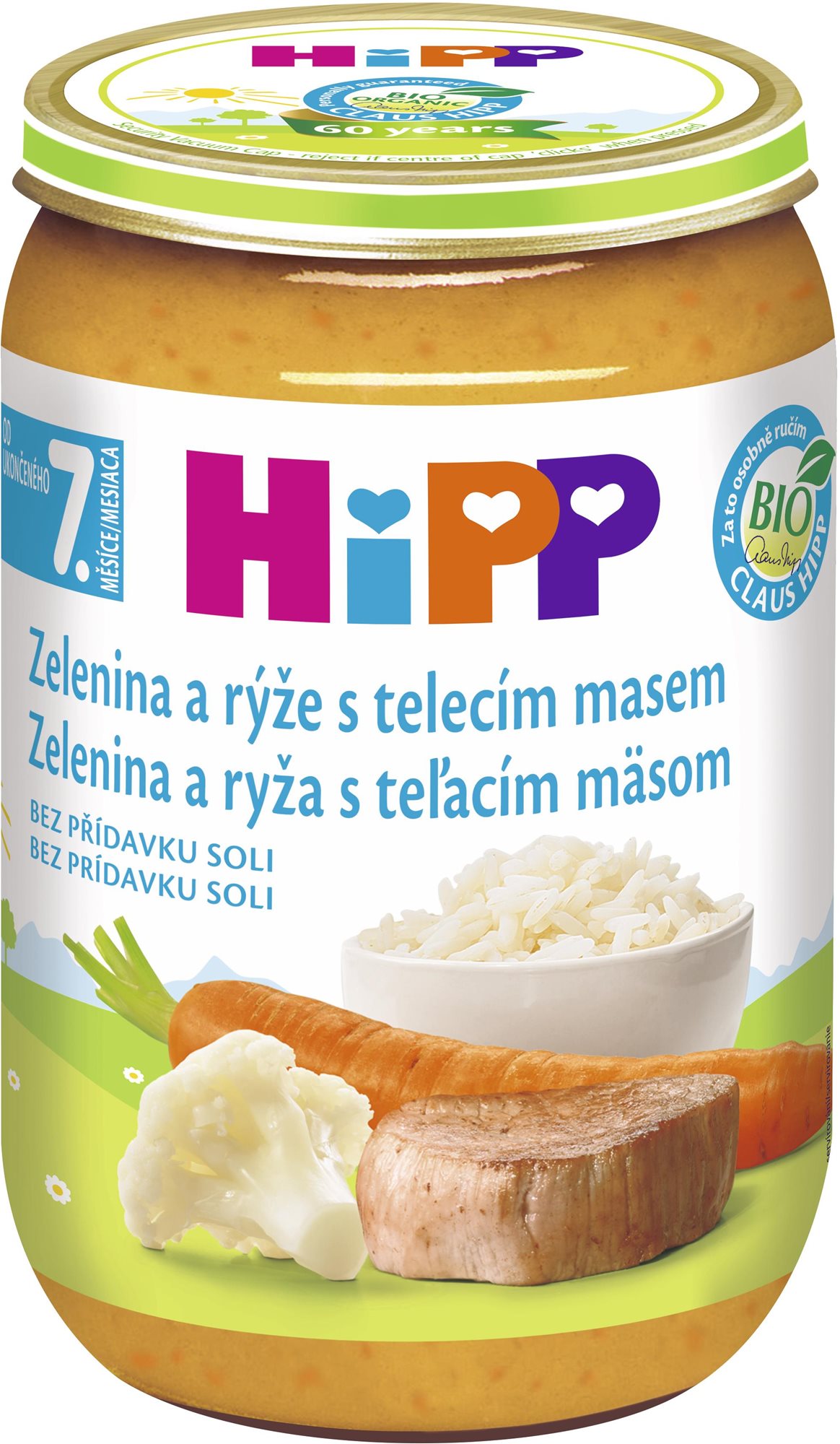 HiPP BIO Zelenina s ryžou a teľacím mäsom od ukončeného 8. mesiaca,...