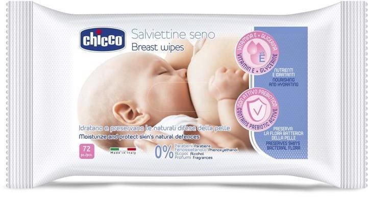 Chicco obrúsky čistiace na prsia 72 ks Detské vlhčené obrúsky
