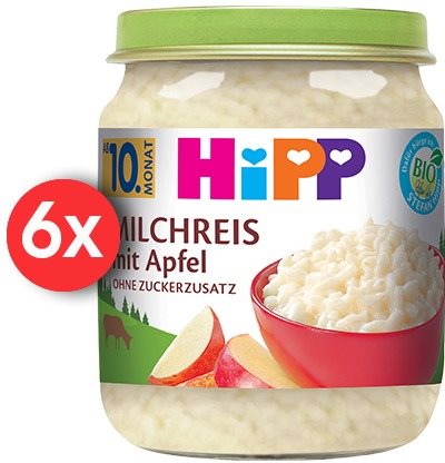 HiPP BIO Mléčná rýže s jablky 6× 200 g Příkrm