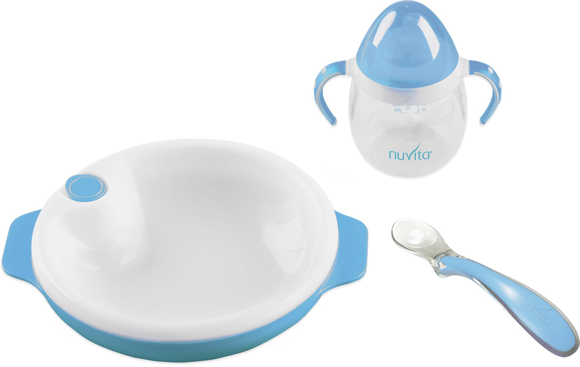 NUVITA Set termotalířku s silikonovou lžičkou a hrnečkem, Pastel...