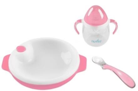 NUVITA Set termotalířku s silikonovou lžičkou a hrnečkem, Pastel...