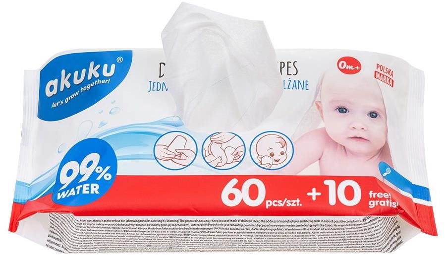 AKUKU detské vlhčené obrúsky 99 % voda 70 ks Detské vlhčené obrúsky