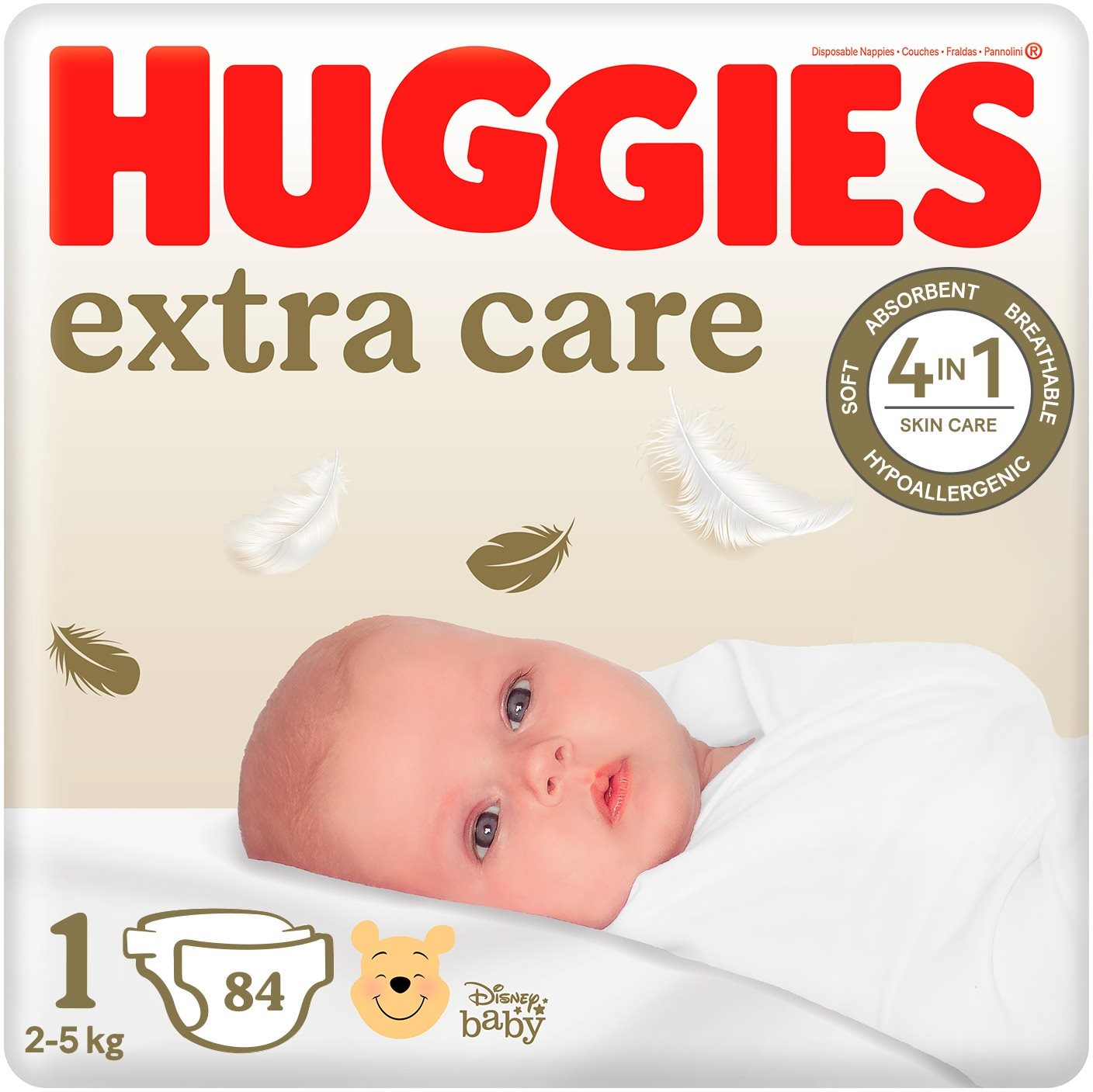HUGGIES Extra Care 1-es méret (84 db) Eldobható pelenka