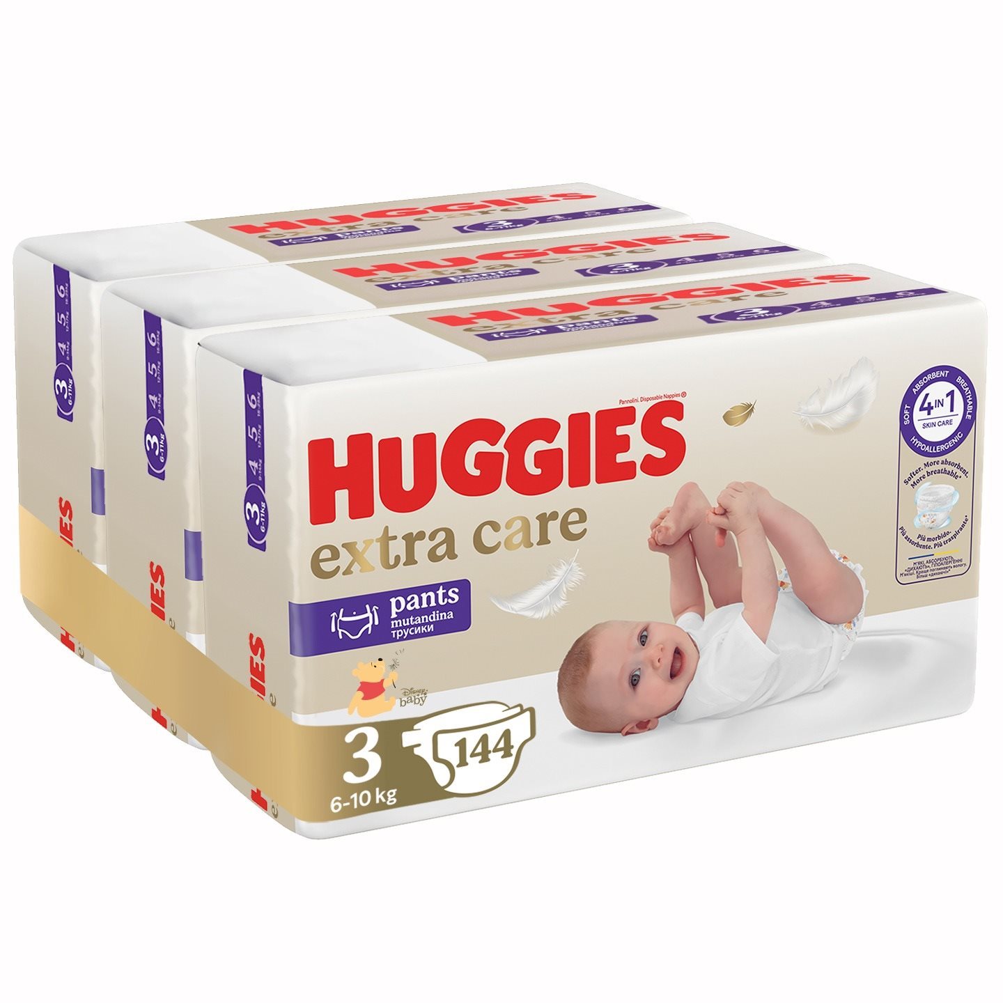 HUGGIES Extra Care Pants 3-as méret (144 db) Bugyipelenka